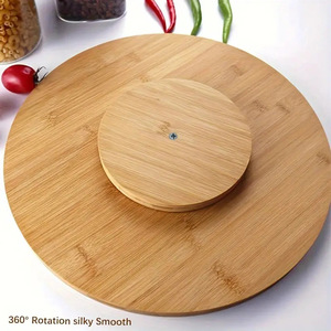 Bandeja giratoria de bambú, plato giratorio redondo de 360 grados para almacenamiento en la cocina, plato para servir alimentos, fácil de limpiar, acabado sin tratar - Product Image 3
