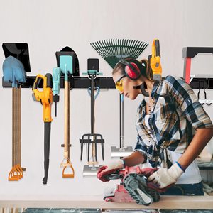 Support mural robuste pour outils avec 6 crochets doubles, organisateur de rangement pour outils de garage et de jardin - Product Image 6