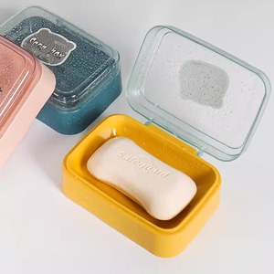 Soap Box Rectangular Plastic Portable Bathroom Soap Dish Minimalist Design - Product Image 1