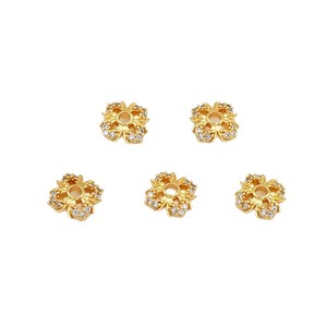 18k đúng màu vàng bảo quản dát Zircon TORUS bốn lá Phụ kiện Bead <span class=keywords><strong>cap</strong></span> DIY trang sức chất liệu <span class=keywords><strong>C21</strong></span> - Product Image 5