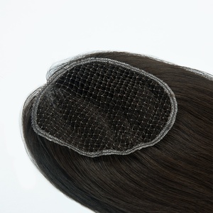 <b>Fishnet</b> Net Integration Hair Topper Full Hand-tied Clip In Human Hair Breathable Base 6x6in For Thinning Hair - Product Image 2