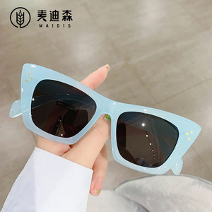 Maidis Cat Eye Sunglasses Light Blue PC <b>Frame</b> UV400 Women's Fashion Sunshades - Product Image 1