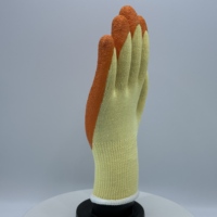 Sarung Tangan Rajut Benang Kuning 10 Gauge 21s 5-Ply Berlapis Lateks Oranye Kerut, Pasokan Grosir, Label Pribadi Kustom, Sarung Tangan Pelindung