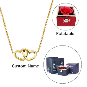 Qiuhan OEM/ODM caja de embalaje de joyería superficie giratoria con nunca se desvanecen flores rosas regalo de boda - Product Image 4