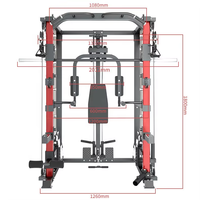 PINJIAN Équipement de musculation à domicile : Cage de musculation, Crossover à câbles, Rack à squats, Banc de musculation et Smith tout-en-un