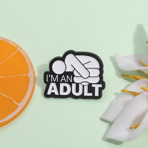 <strong>I</strong>'m an Adult Cartoon Text Enamel Brooch Adult Boy Anxiety Backpack Badge Gift - Product Image 2