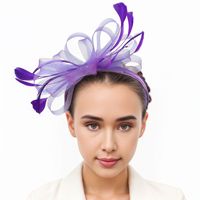 Jepit Rambut Vintage Sederhana Dengan Hiasan Kain Kasa & Bulu, Ikat Rambut Gaya Vintage Eropa untuk Pesta Malam, Pernikahan, Pemotretan Pengantin