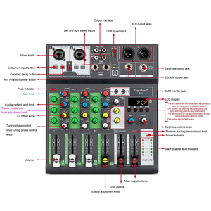<span class=keywords><strong>F4</strong></span> + Multi-Purpose Stereo 4 Channel Mini Mixer Audio Interface Usb Power Mixer Amplifier Console de mixage pour Kit Home Studio Music - Product Image 2