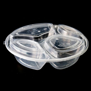 Wholesale 4 compartment divided lunch plate trays eco friendly disposable clear to go takeaway plastic bento box
