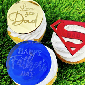 <span class=keywords><strong>Feliz</strong></span> Día del Padre Acrílico Cake Topper Good Dad Love You Daddy Espejo Acrílico Disco Cupcake Decoración - Product Image 5