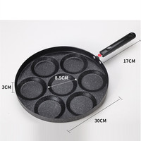 Wajan Penggorengan Telur Anti Lengket 7-Cup Berlapis Batu Maifan, Wajan Pembuat Telur dari Aluminium, Wajan Pancake Sarapan Bentuk Hati Bulat 4-Cup