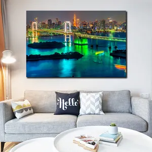 Led Art Modern Art Night City Battery Operated Pictures Light Up Led Canvas Wall Art Picture