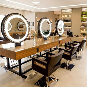 Espejo <span class=keywords><strong>con</strong></span> luz Led <span class=keywords><strong>con</strong></span> gabinete <span class=keywords><strong>Barberia</strong></span> Hair Styling Salón de belleza Muebles Peluquería Estación <span class=keywords><strong>para</strong></span> barbería - Product Image 1