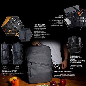 Free Sample Dreamsoutdoor Chef Knife <b>Backpack</b> Set with <b>Roll</b> Bag 30+ Pockets for Knives Kitchen Utensils Tools Model Bag2 - Product Image 4