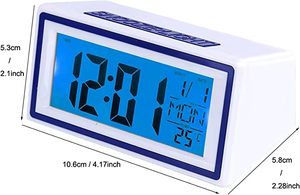 Reloj Despertador Digital LCD Portátil Moderno con Control por Voz, Retroiluminación, Función <span class=keywords><strong>de</strong></span> Snooze, Calendario, Temporizador, Temperatura Interior, Decoración para el Hogar y la Oficina - Product Image 3