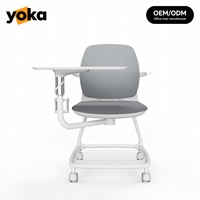 Chaise de formation mobile moderne avec tablette d'écriture, bureau d'étude réglable, chaise ergonomique et écologique pour salle de classe, appartement, hôpital