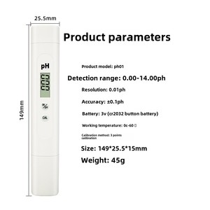 Mô hình mới xách tay <span class=keywords><strong>PH</strong></span> meter Bút chất lượng <span class=keywords><strong>pH</strong></span> giá trị Tester nhiệt độ tự động bồi thường qua biên giới chất lượng axit Meter - Product Image 2