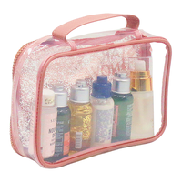 OEM ODM sac d'emballage de maquillage tendance avec logo personnalisé pochette cosmétique transparente en PVC résistante à l'eau en vinyle transparent à paillettes