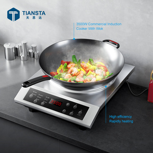 Cuisinière à <span class=keywords><strong>induction</strong></span> commerciale 220V, <span class=keywords><strong>wok</strong></span> concave portable, cuisine d'hôtel, restaurant, cuisine, acier inoxydable, 3500W, cuisinière à <span class=keywords><strong>induction</strong></span> - Product Image 2