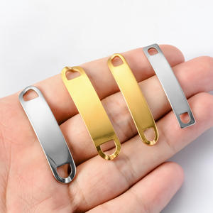 Dropshipping accesorios joyería Diy placa curva Rectangular colgante de doble agujero de acero inoxidable Diy accesorios joyería de mujer - Product Image 2