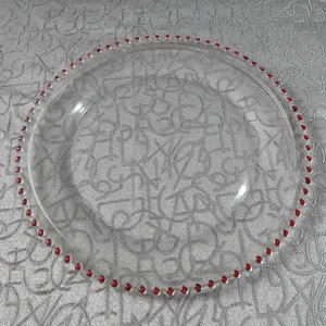 Vente en gros Z891 21/27/32cm Assiette en verre perlée ronde Décoration de table de mariage - Product Image 6