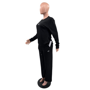 Completo da <span class=keywords><strong>Donna</strong></span> Due Pezzi Casual Elegante con Pantaloni a Gamba Larga in Tinta Unita - Product Image 6
