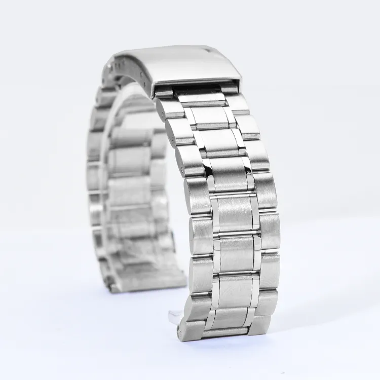 Black silver stainless steel watch strap band