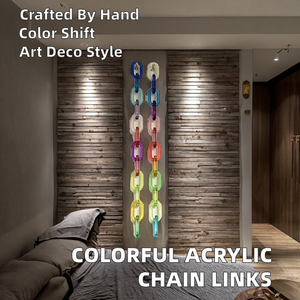 Artisanat sur mesure en acrylique de grande taille, design vertical à maillons de chaîne, style Art déco, changement de couleur, fait main, studio Artizon, anniversaire - Product Image 2