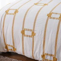 Respirant doux reine taille lin sensation texturé bio naturel 100% coton housse de couette 3 pièces ensemble de literie avec fermeture à glissière