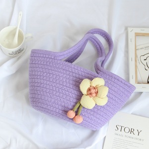 Nuova Borsa a Tracolla in Cotone Intrecciato a Mano per Ragazze, Stile Fresco e Minimalista, Chiusura Aperta, Borsa da Spiaggia in Paglia - Product Image 4