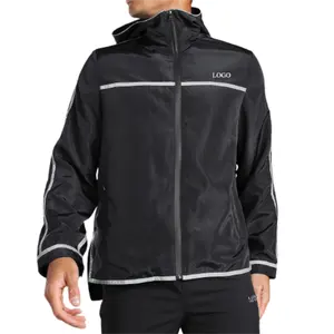 OEM заказной напечатанный логотип черный с капюшоном 100% полиэстер cagoule Светоотражающая куртка для мужчин