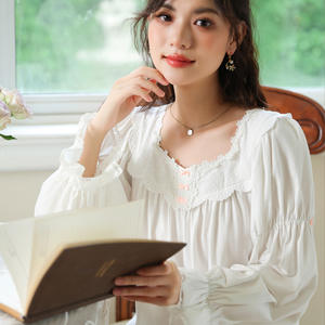 <span class=keywords><strong>Camicia</strong></span> <span class=keywords><strong>da</strong></span> <span class=keywords><strong>notte</strong></span> in <span class=keywords><strong>cotone</strong></span> a maniche lunghe <span class=keywords><strong>da</strong></span> donna confortevole pigiama dolce primavera lungo stile morbido autunno - Product Image 2