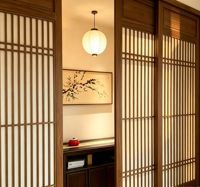 Portes Shoji chinoises en panneaux de pin sur mesure, portes pliantes pour chambre à coucher, placard et usage hôtelier