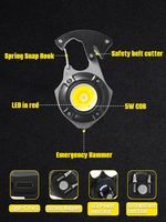 Senter LED 500 Lumen portabel, Senter Mini magnetik dapat diisi ulang, gantungan kunci cahaya, palu aman burung terang