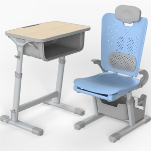 Durable Modern Steel School Chair with Arm Desk Adjustable Height <b>Foldable</b> Writing <b>Table</b> for Classroom Apartment Use - Product Image 2