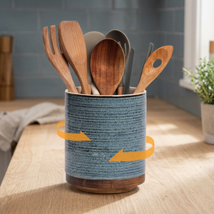 Pot de conservation alimentaire chauffable en céramique cylindrique avec couvercle en bois, qualité alimentaire, pour le camping, appareil de cuisine - Product Image 3