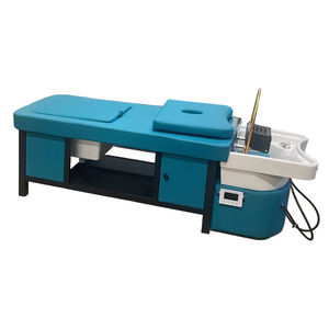 Salon de luxe <span class=keywords><strong>bleu</strong></span> tête électrique Spa Circulation de l'eau lavage des cheveux Table de Massage pédicure shampooing lit - Product Image 4