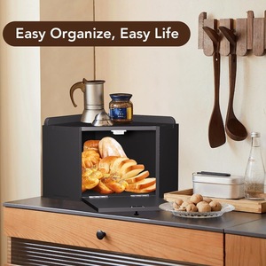 Bread Storage Box Rectangle Wooden Lid With Handle For <b>Kitchen</b> Countertop Storage - Product Image 2