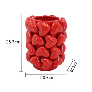 <span class=keywords><strong>Vaso</strong></span> in Ceramica 3D a Forma di <span class=keywords><strong>Cuore</strong></span> Stile Nordico, Moderno <span class=keywords><strong>Vaso</strong></span> Rosso d'Amore per Soggiorno, Decorazione da Tavolo Minimalista - Product Image 5