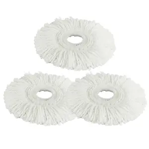 Factory Direct Sale White Color Round Custom Microfiber Replace Mop Head For Mop With Bucket Set