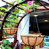Panier suspendu en fibre de coco pour plantes, pot de fleurs décoratif en fer électroplaqué respirant pour fleurs artificielles – Vente directe usine