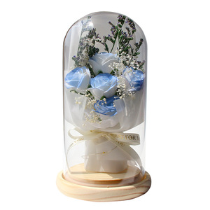 Flores de Jabón LED Realistas con Cubierta de Cristal, Adornos para el Día de San Valentín, Regalos de Flores Eternas, Rosa Estrella Fugaz de Larga Duración - Product Image 6