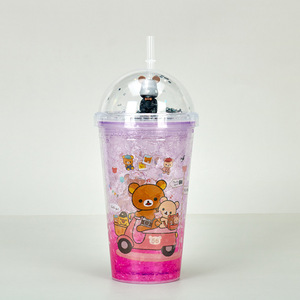 Bouteilles d'eau unisexe avec sac OPP et boîte blanche, tasse en <span class=keywords><strong>PC</strong></span> double paroi en forme d'ours, motif <span class=keywords><strong>micro</strong></span>-paysage, dessin animé mignon, effet glace pilée - Product Image 6