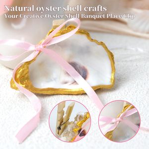 6 Pezzi di Clip Dorati a Forma di Conchiglia di Ostrica per Inviti, Porta Segnaposto da Tavolo per Matrimoni, 3-4 Pollici - Product Image 5