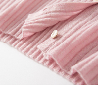 Cardigan rayé 100 % cachemire avec logo personnalisé, vente en gros, pull décontracté à col en V pour femme, veste en tricot uni, vente directe d'usine