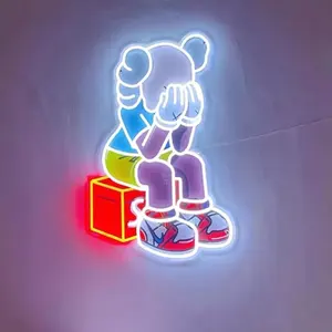 Decoração de parede personalizada neon sinal kaws, arte personalizada neon sinal