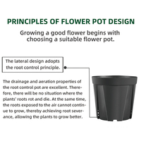 Pot Bunga PP Tahan Lama Grosir dengan Lubang Drainase untuk Menanam Pohon, Modern, Digantung, untuk Penggunaan di Taman Lantai, Warna Hitam
