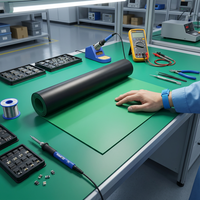 Tapis de table en caoutchouc vert antistatique double couche, résistant à la chaleur, en NBR, pour la soudure et les laboratoires de réparation électronique