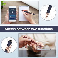 Stylo bille et stylet 2 en 1 en métal rose doré de qualité supérieure avec logo gravé personnalisé pour cadeaux d'entreprise, utilisation au bureau