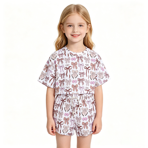 Conjuntos de Ropa de Verano para Bebés Niñas con Lazos Marrones, Ropa Infantil al por Mayor, Nueva Moda para Bebés, Ropa de Fábrica - Product Image 1